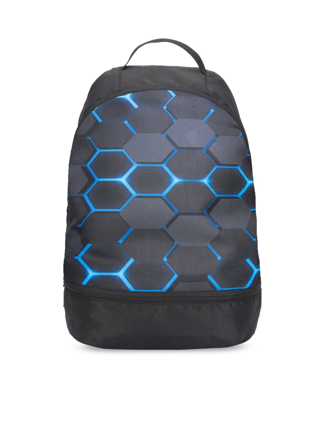 

Bewakoof Unisex Black & Blue Neon 3D Six-Sided Polygon Backpack