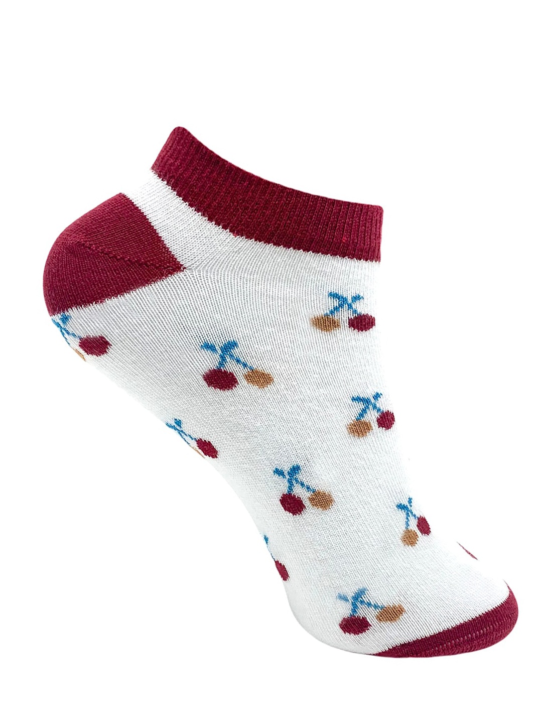

Mint & Oak Women White Printed Feelin cherry-fic White Ankle Length Socks