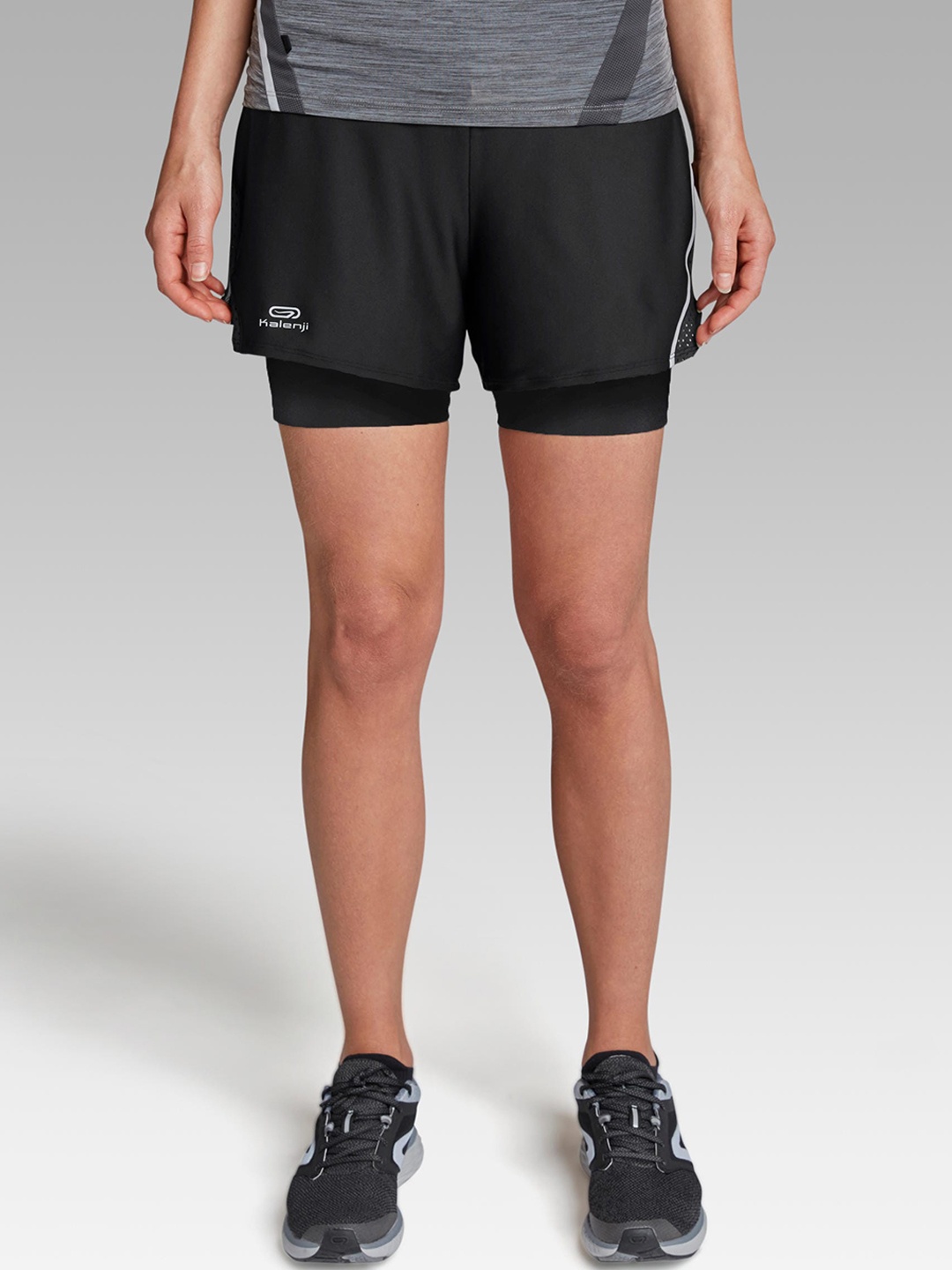 

Kalenji By Decathlon Women Black Solid Regular Fit Regular Shorts