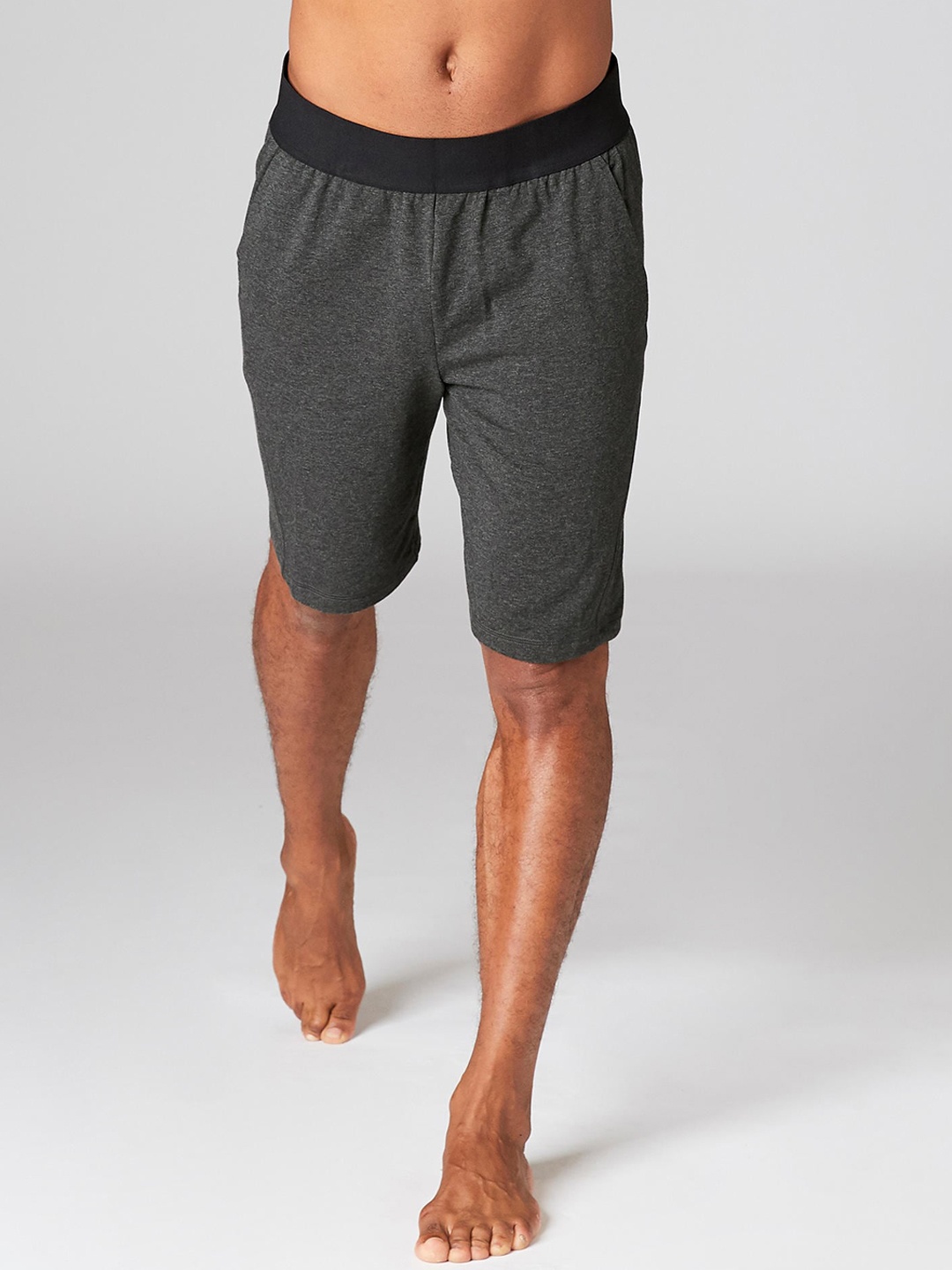 Domyos By Decathlon Men Organic Cotton Regular Yoga Shorts, Grey