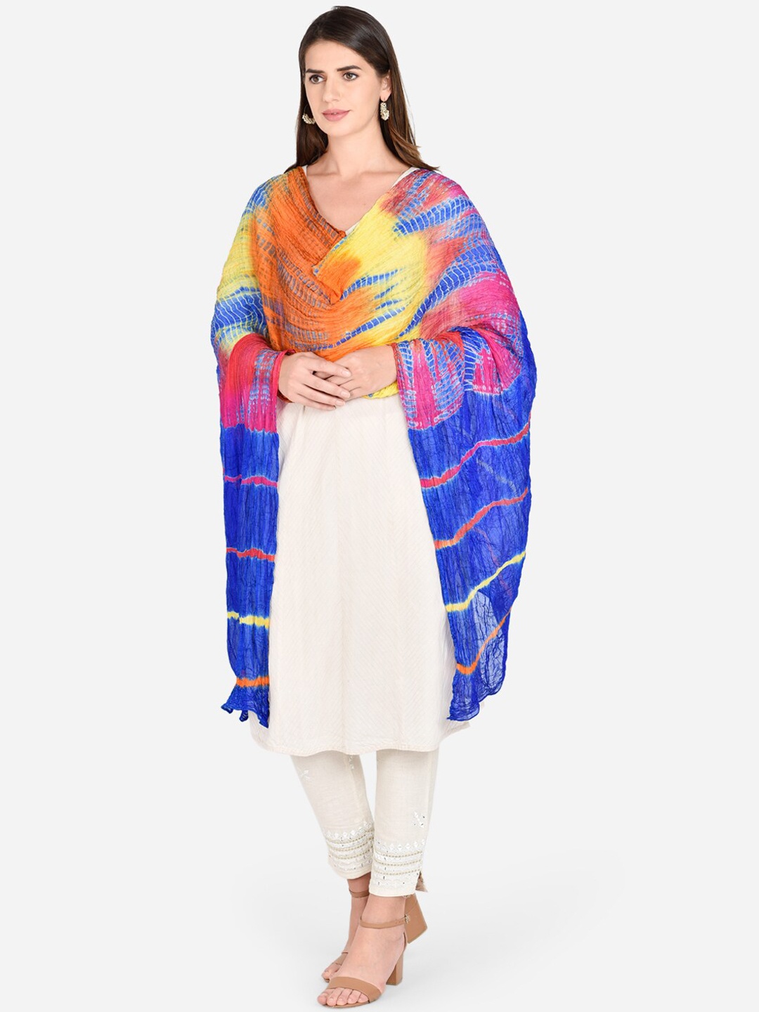 

Dupatta Bazaar Multicoloured & Orange Leheriya Dupatta, Multi