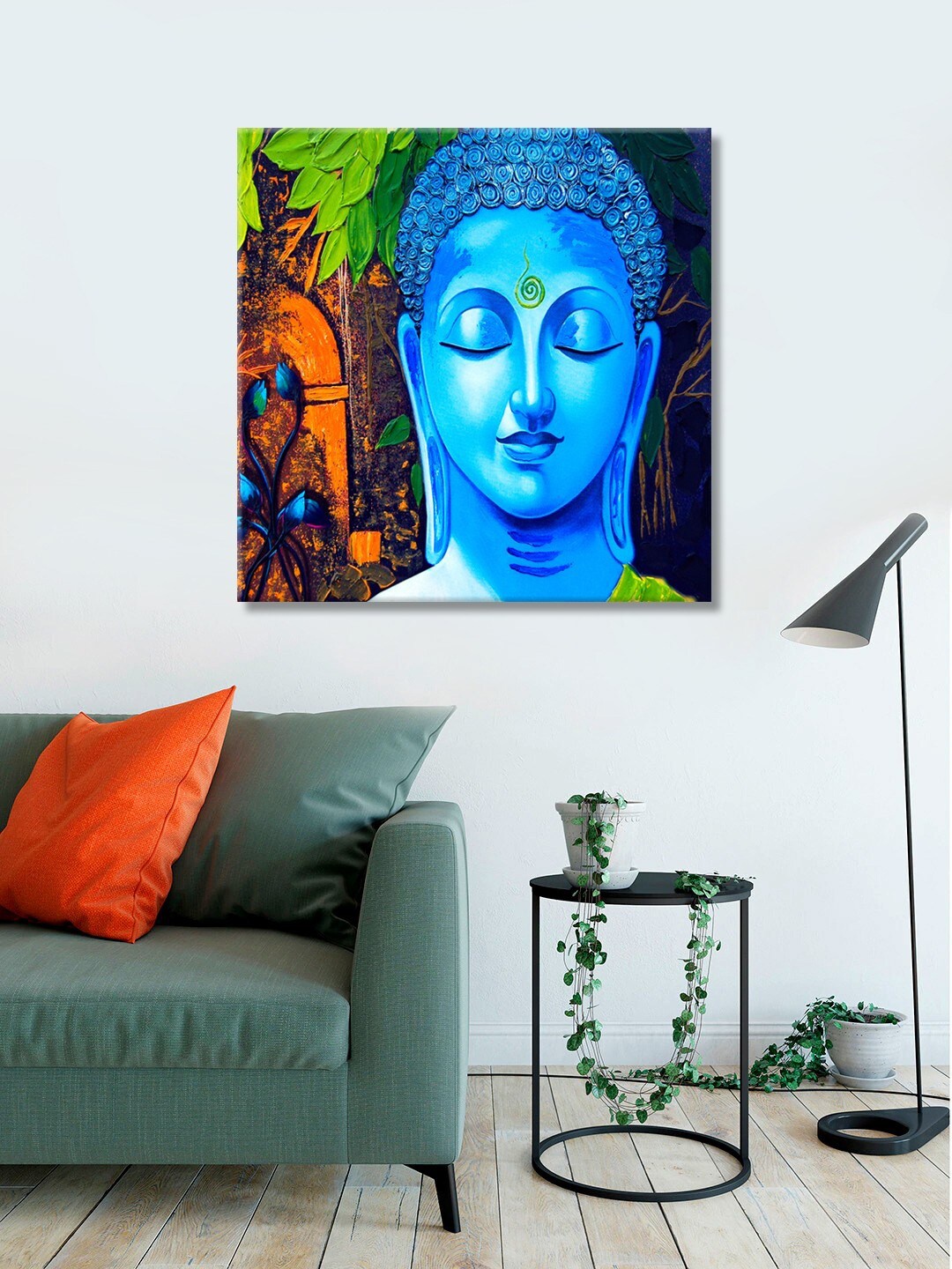 

999Store Blue Printed Buddha Canvas Wall Art