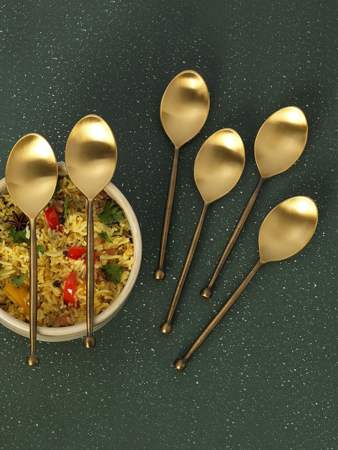 

Ellementry Set Of 6 Gold-Toned Solid Sophiya Table Spoon Set