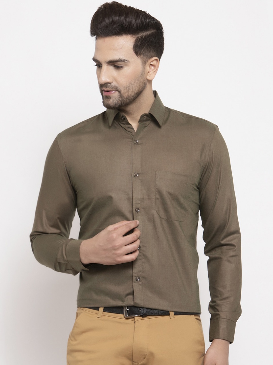 

JAINISH Men Brown Smart Regular Fit Solid Formal Shirt