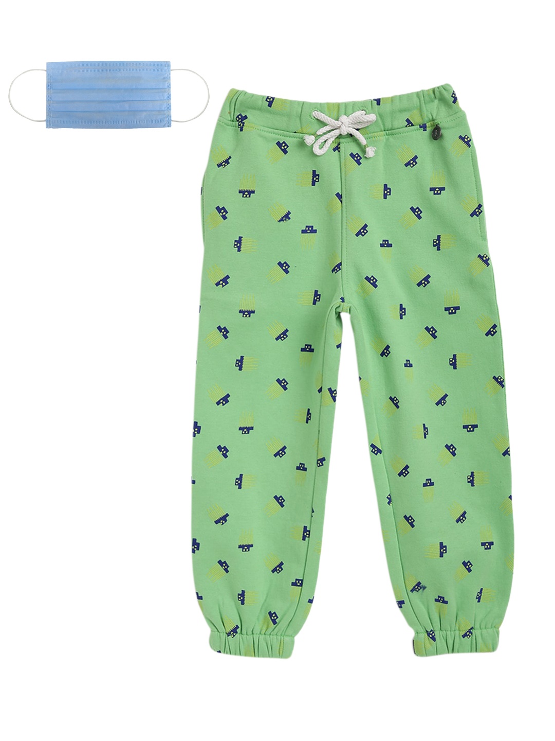 

Lil Tomatoes Boys Green Printed Straight-Fit Joggers