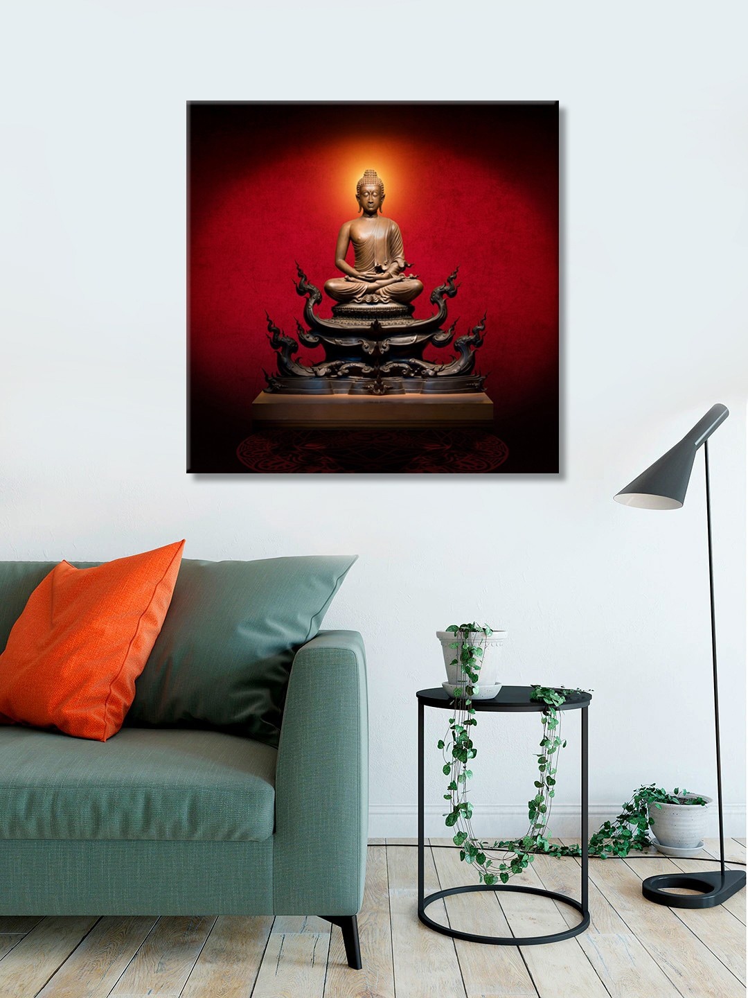 

999Store Brown & Maroon Buddha Wall Painting