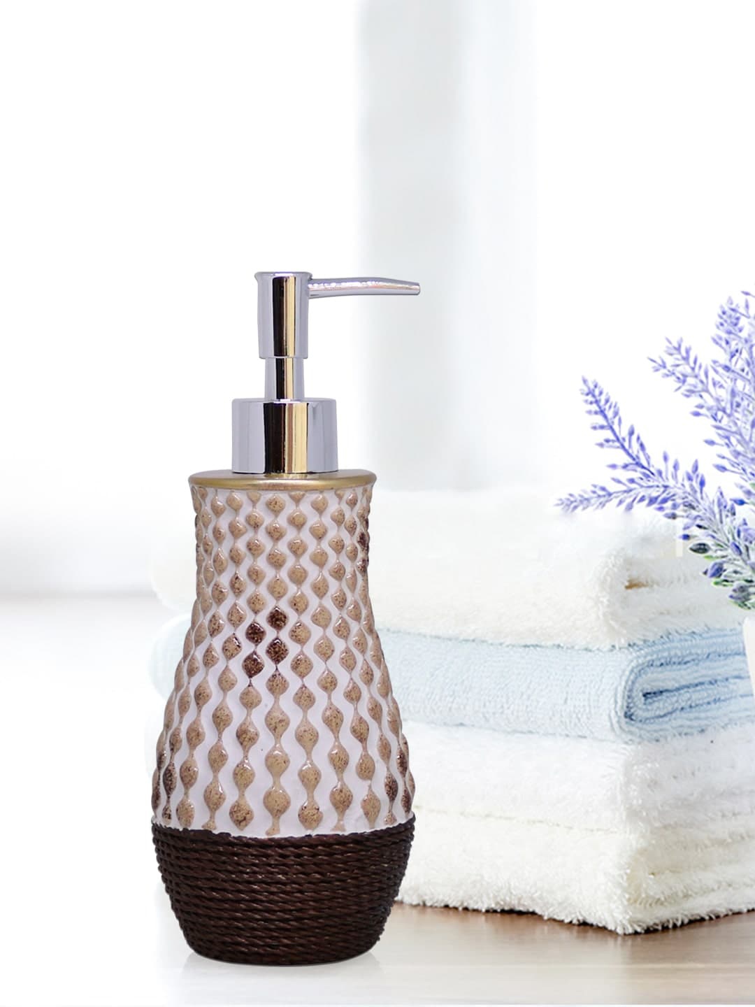 

Shresmo Tan Brown & White Liquid Soap Dispenser