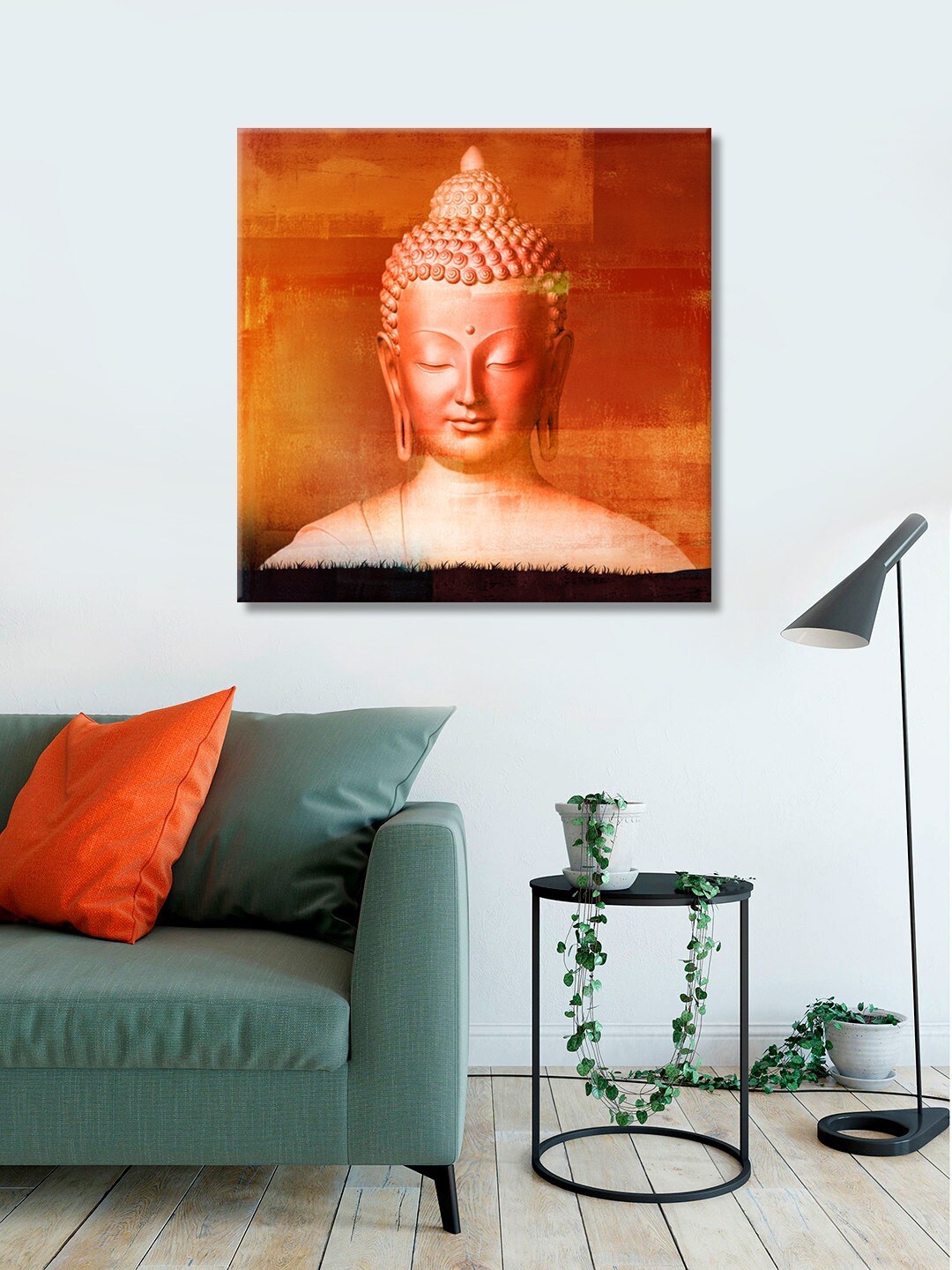 

999Store Brown Printed Buddha Canvas Wall Art