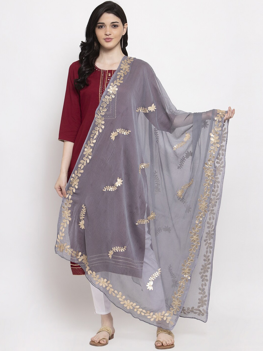 

Clora Creation Grey Solid Chiffon Dupatta