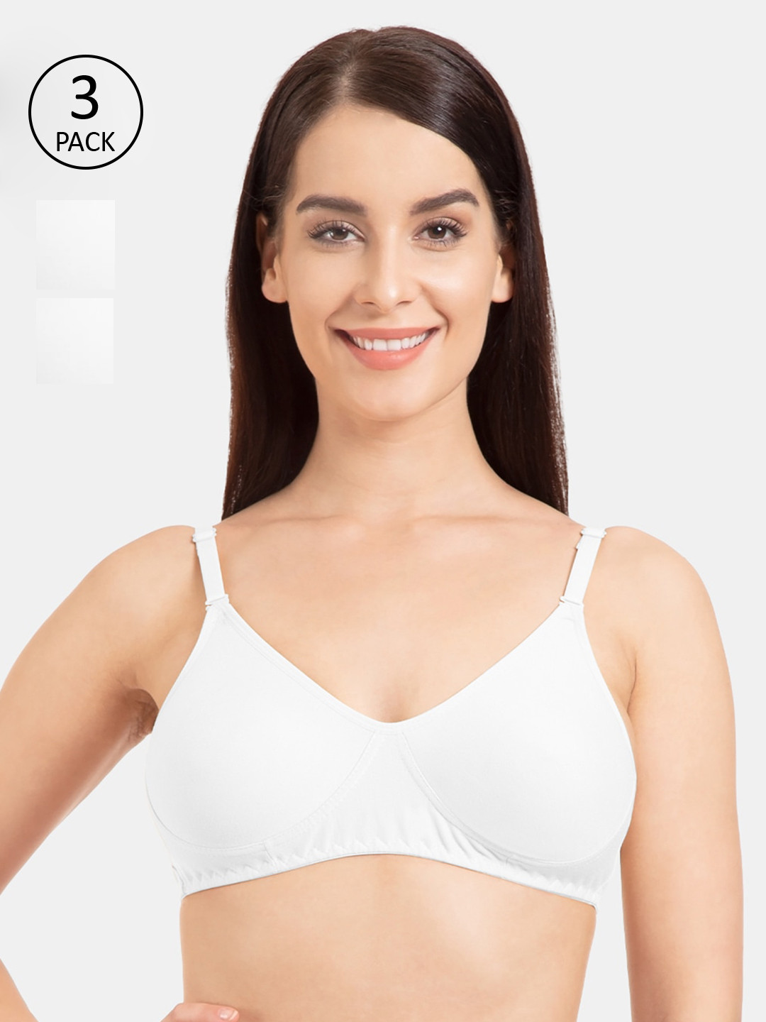 

Tweens Pack Of 3 White Solid Non-Wired Non Padded Everyday Bras TW-285-3PC-WH