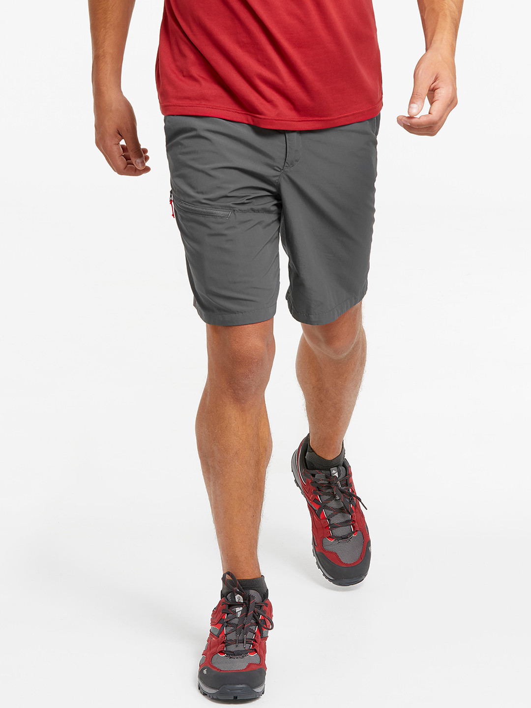 

Quechua By Decathlon Men Grey Solid Quick Dry Hiking and Trekking Shorts
