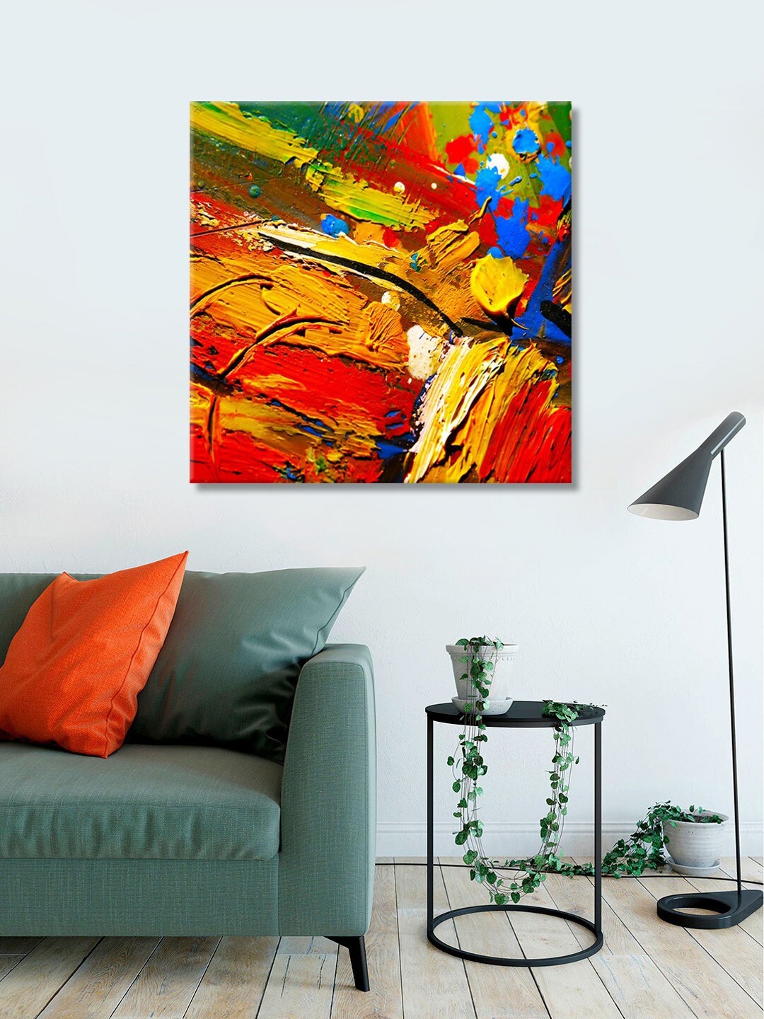 999Store Red & Yellow Digitally Printed Abstract Wall Art