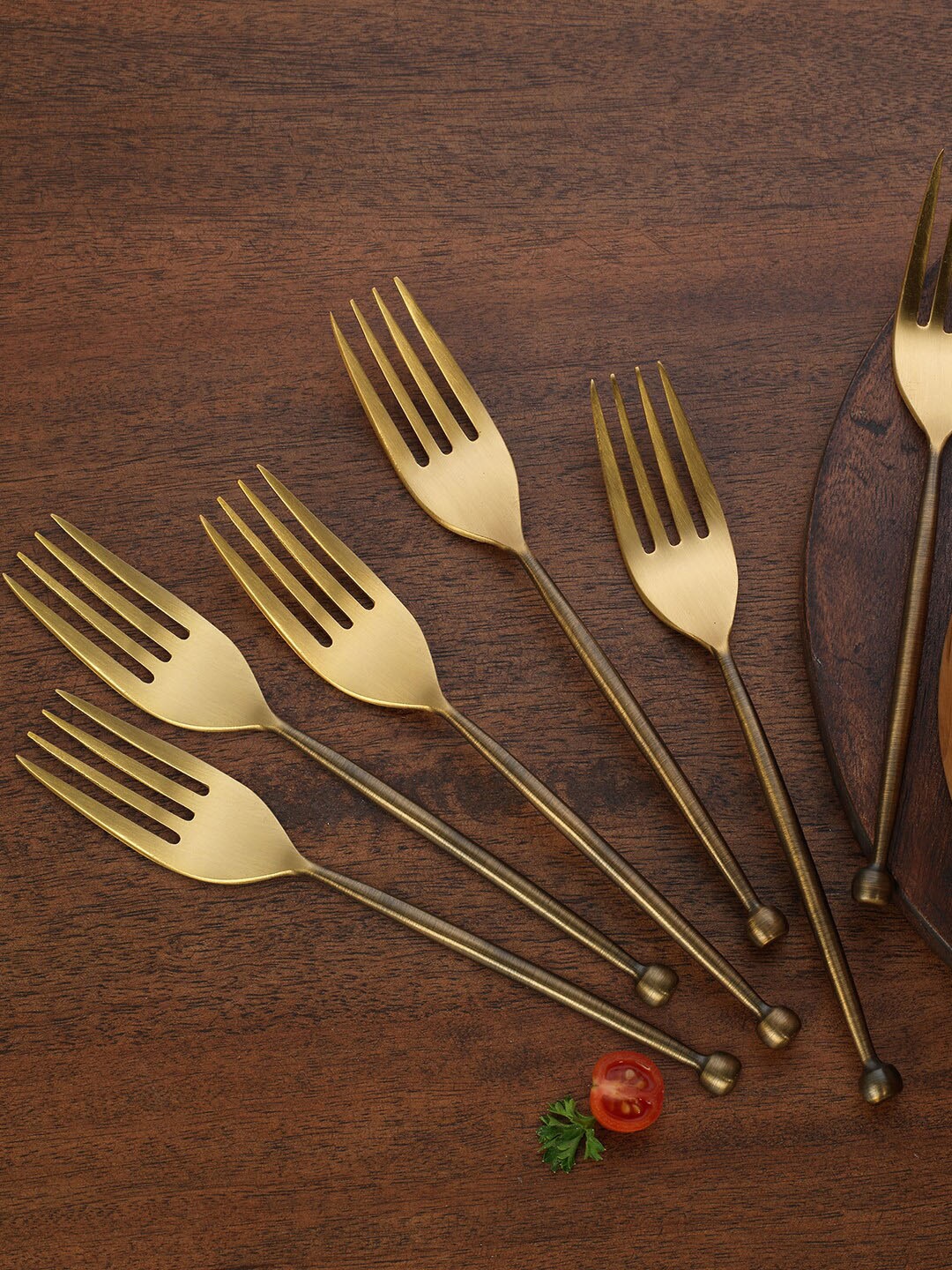 

Ellementry Set of 6 Gold-Toned Handcrafted Sophiya Fruit Forks