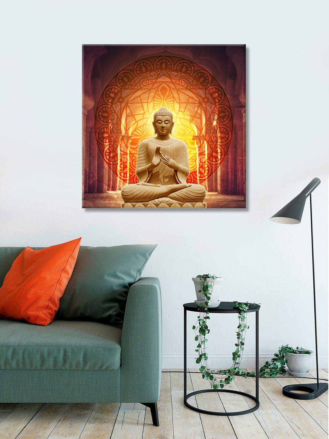 

999Store Brown Printed Buddha Canvas Wall Art