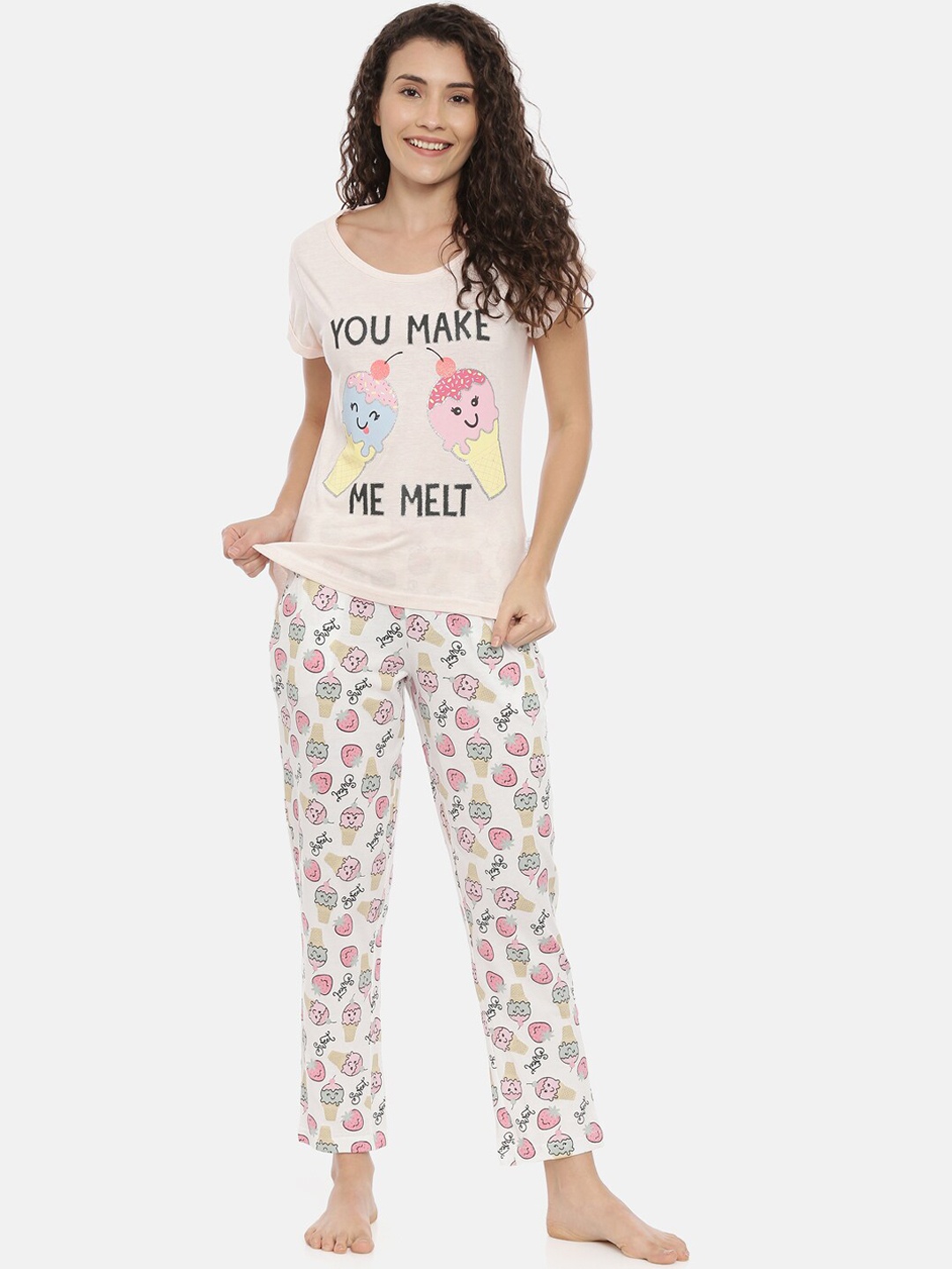 

Snarky Gal Women Pink Printed Night suit