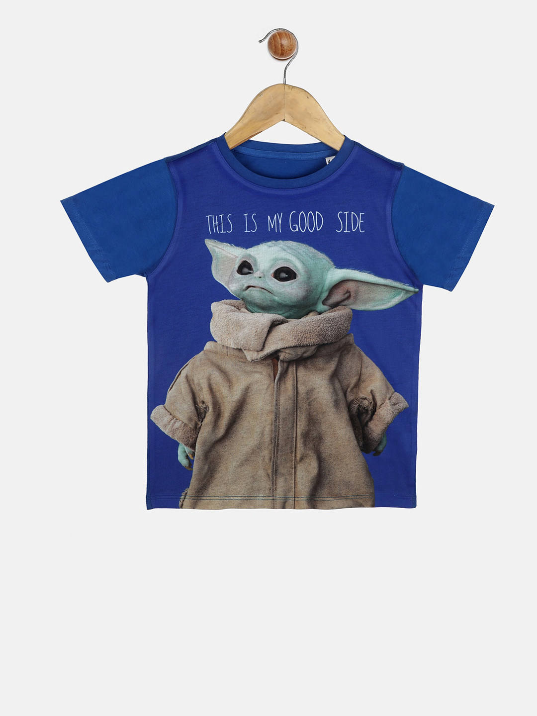 

YK Star Wars Boys Blue Yoda Print Round Neck T-shirt