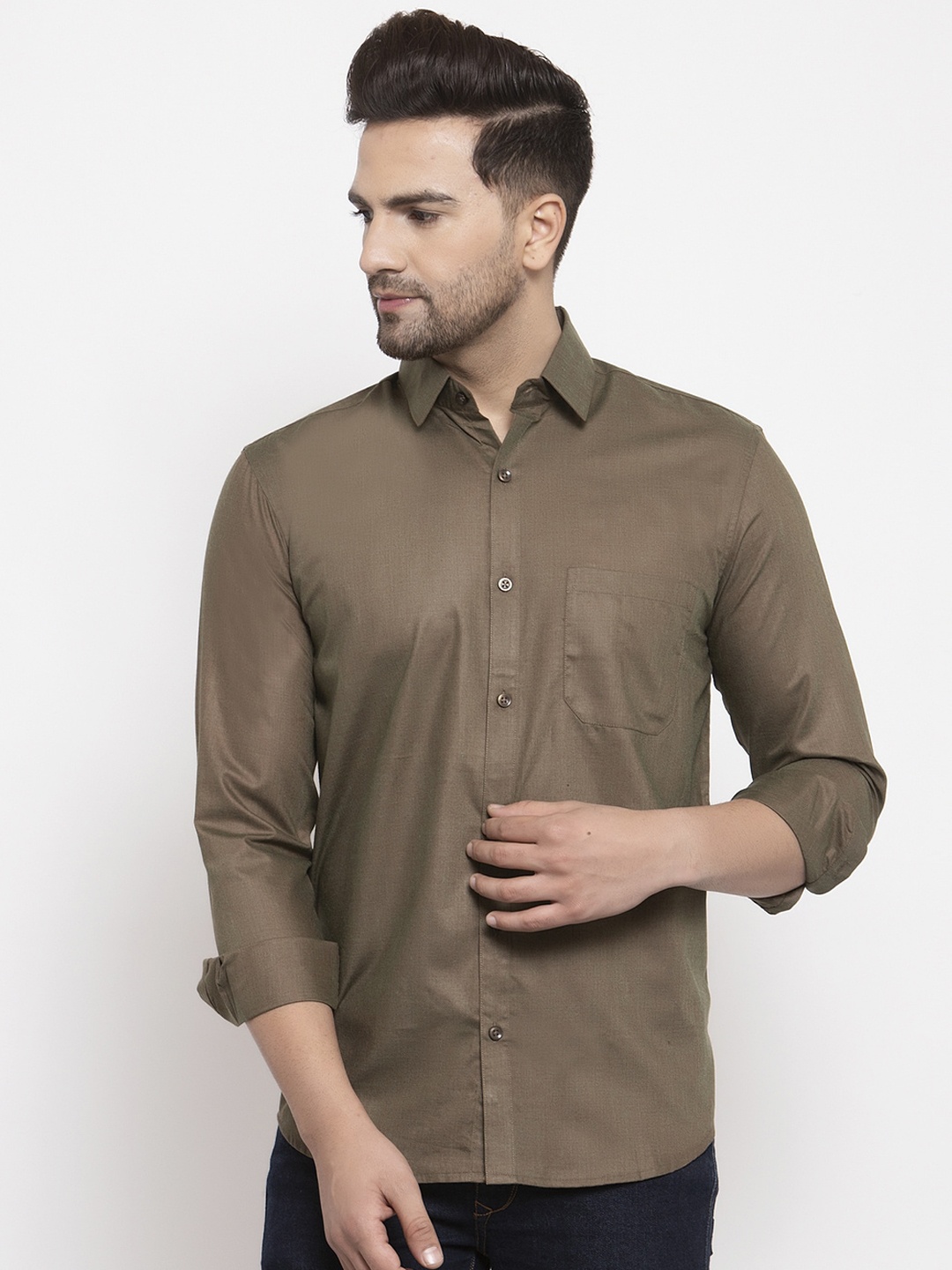 

JAINISH Men Brown Smart Regular Fit Solid Casual Shirt