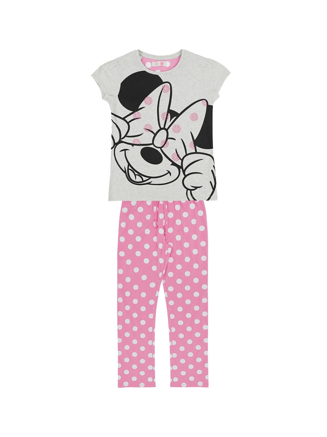 

Pantaloons Junior Girls Grey & Pink Printed Night suit 205000006008903