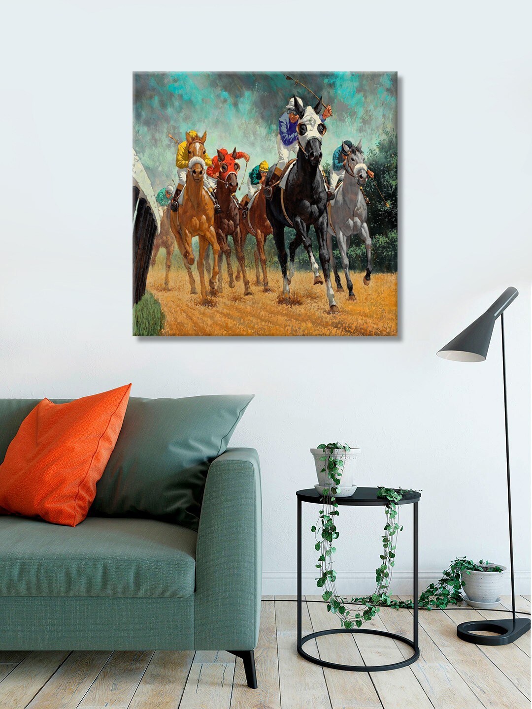 

999Store Multicolored Printed Horses Canvas Wall Art, Multi