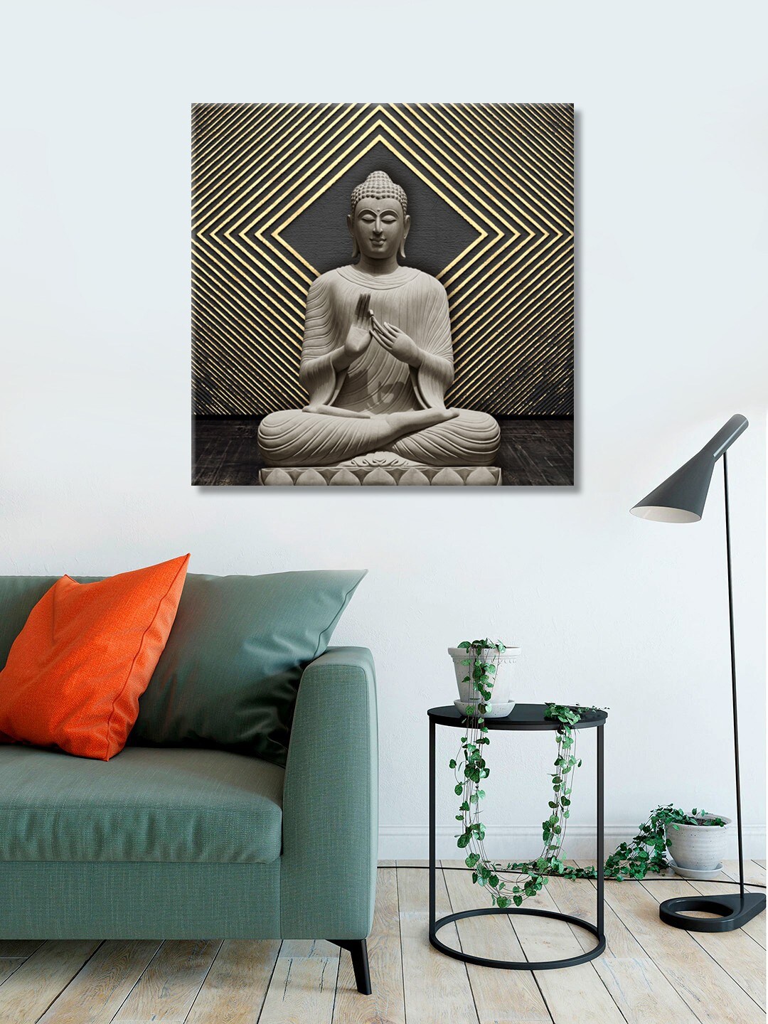 

999Store Grey Buddha Printed Canvas Wall Art