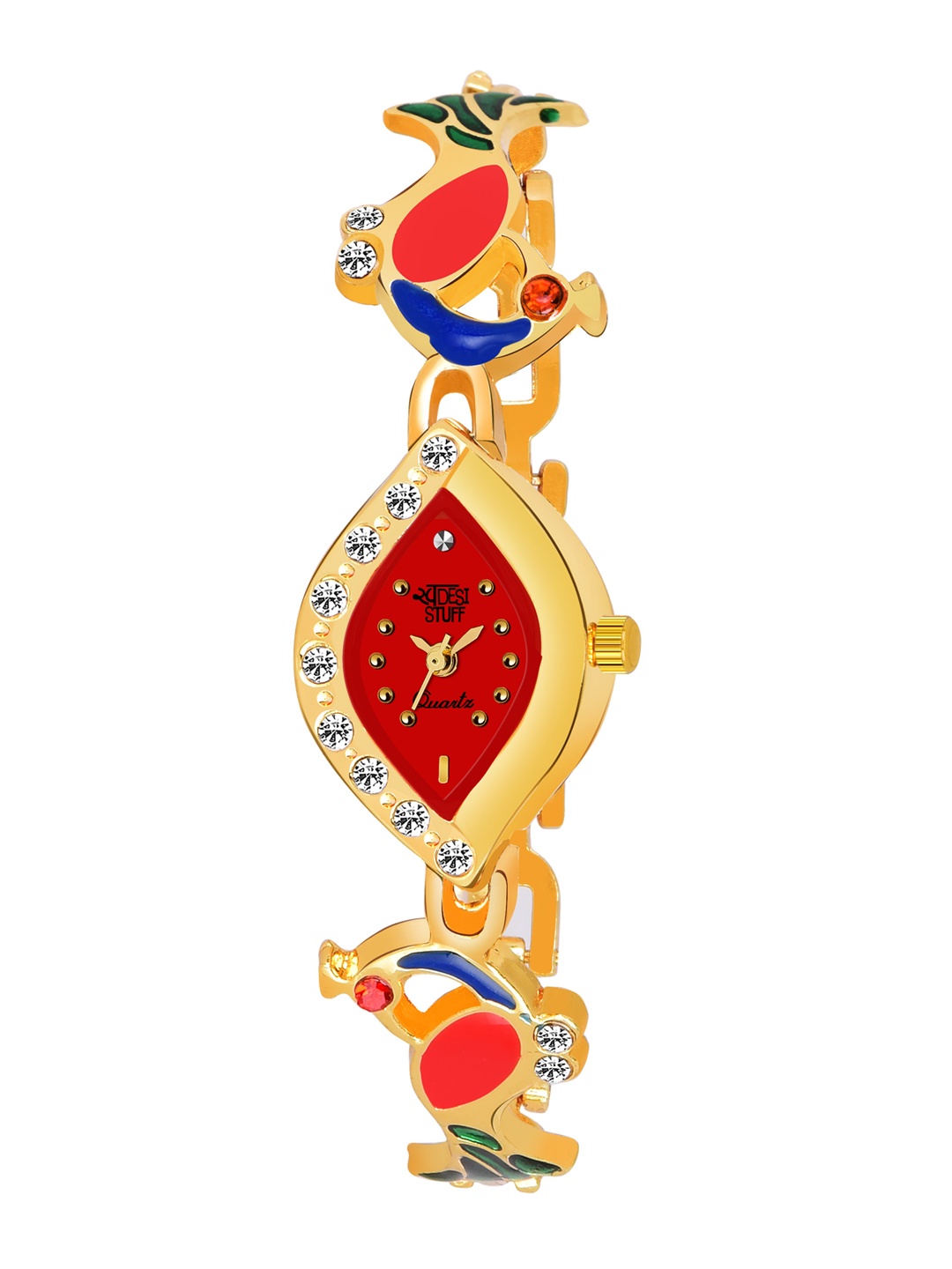

SWADESI STUFF Girls Gold-Toned & Red Analogue Watch SDS 84