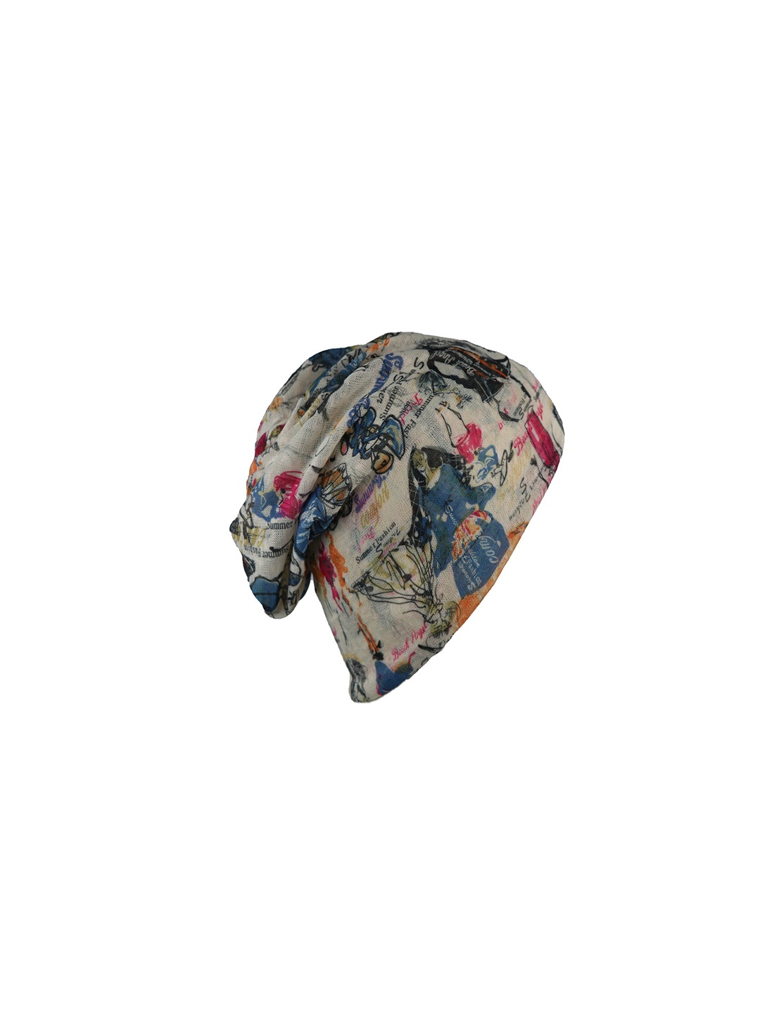 

Bunnywave Unisex Off-White & Blue Printed Beanie