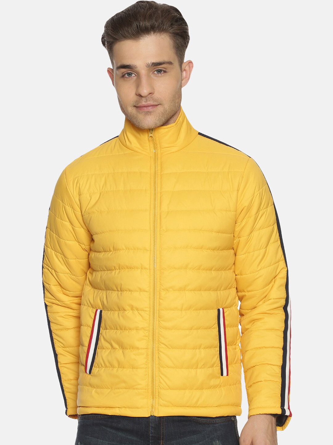 

Campus Sutra Men Yellow Solid Windcheater Bomber Jacket
