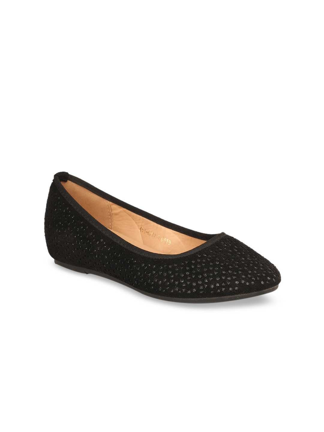 

Bata Women Black Textured PU Ballerinas