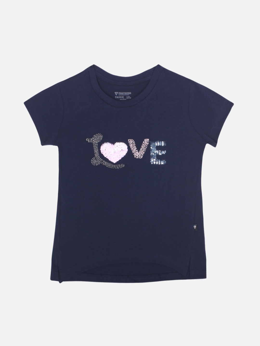 

PROTEENS Girls Navy Blue Printed Round Neck T-shirt