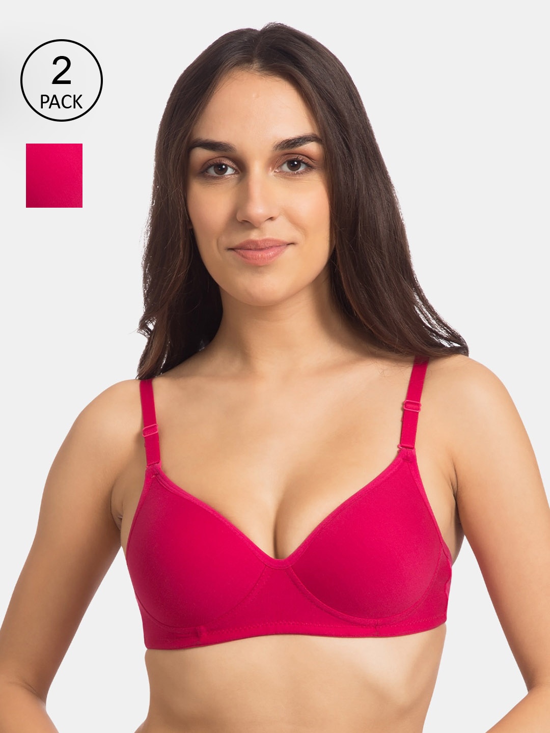 

Tweens Pack Of 2 Solid Non-Wired Lightly Padded Everyday Bra TW-91100-2PC-DPK, Pink