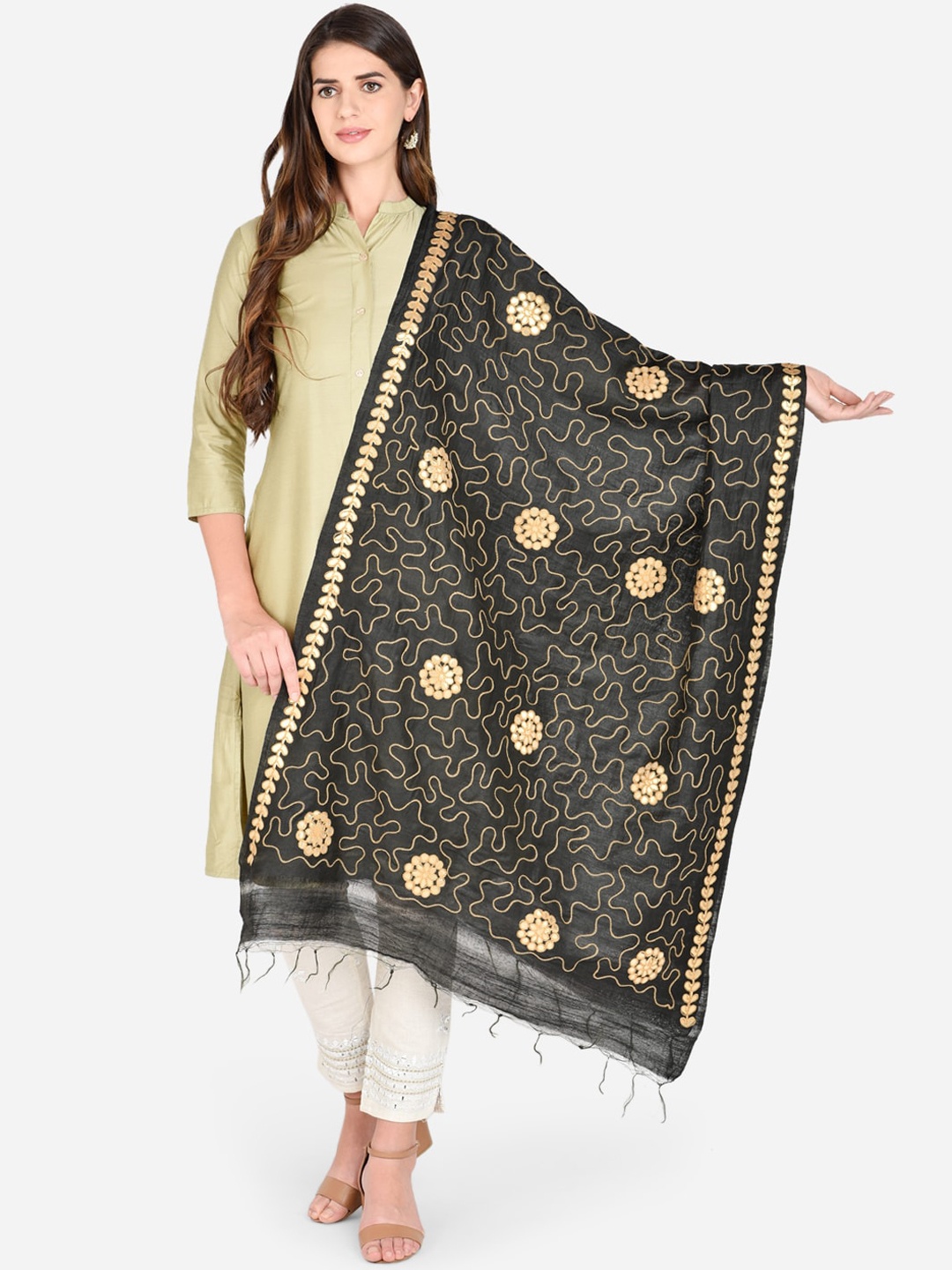 

Dupatta Bazaar Black Gotta Patti Embroidered Dupatta