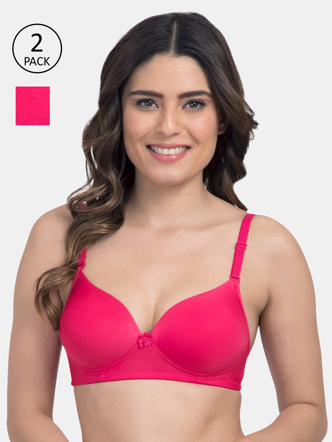 

Tweens Pack Of 2 Pink Solid Non-Wired Heavily Padded T-shirt Bras