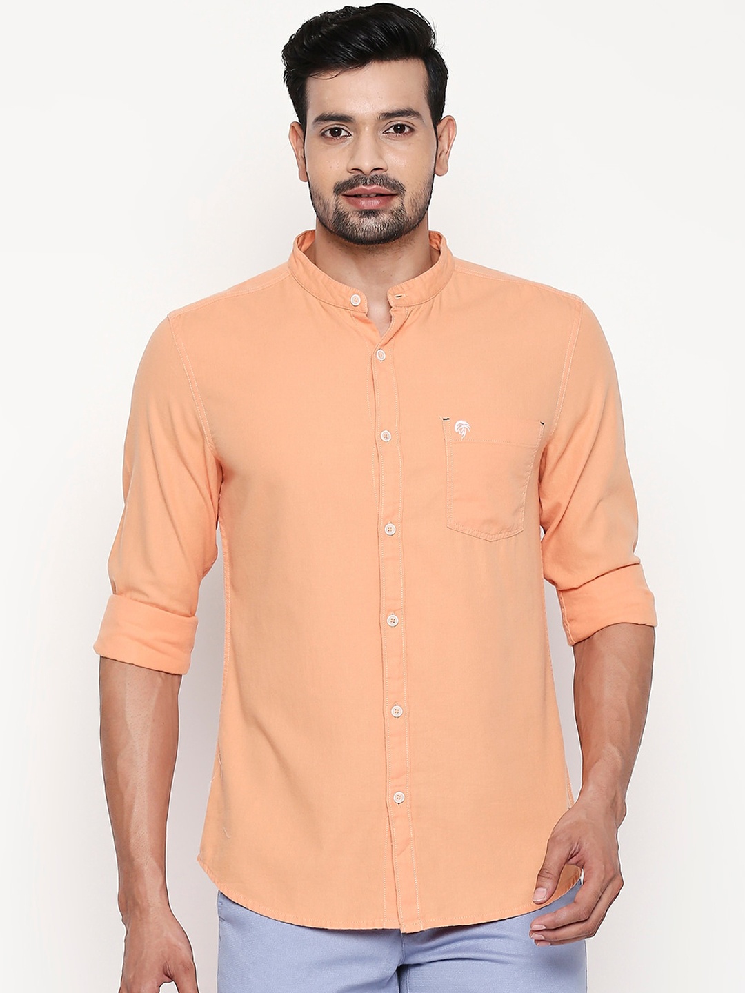 

Urban Ranger by pantaloons Men Orange Slim Fit Solid Casual Shirt