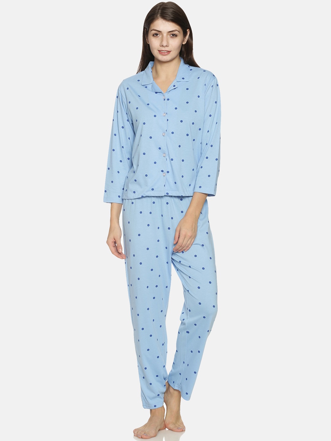 

Campus Sutra Women Blue Printed Night Suit