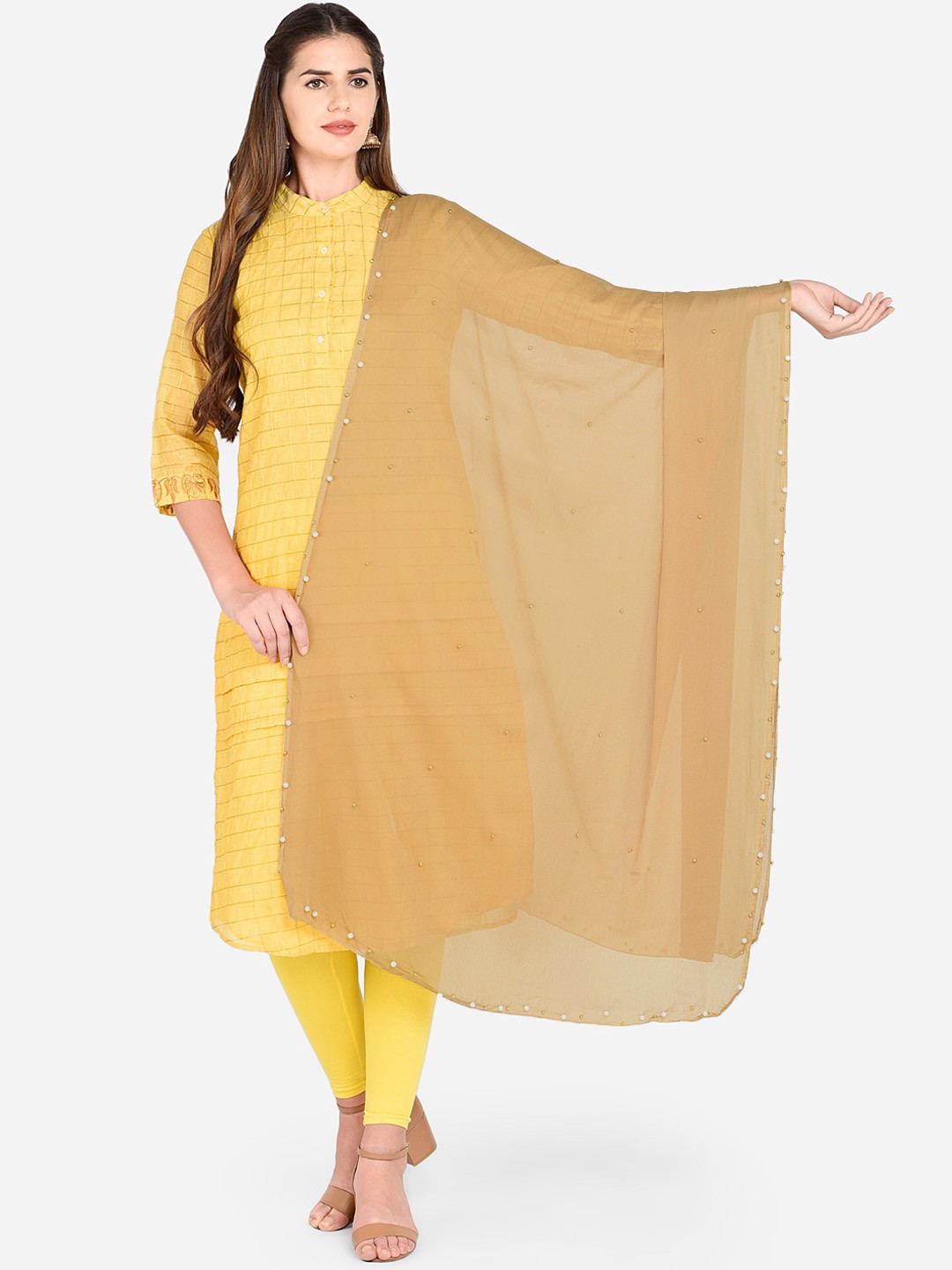 

Dupatta Bazaar Beige Solid Dupatta