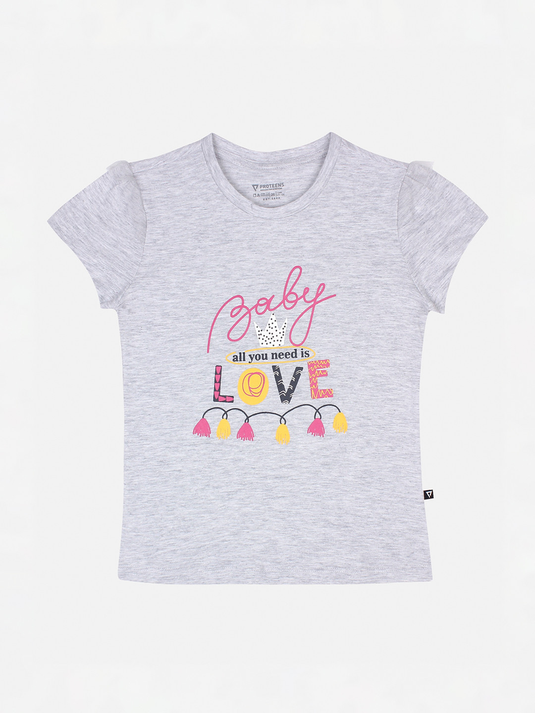 

PROTEENS Girls Grey Printed Round Neck T-shirt