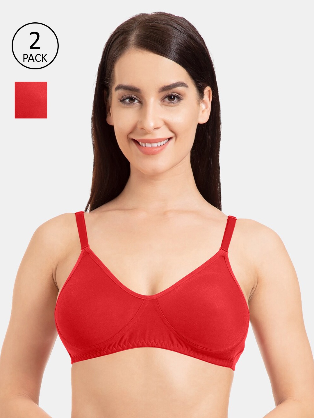 

Tweens Pack of 2 Non-Wired Non Padded Everyday Bra TW-385-3PC-RD-30B, Red