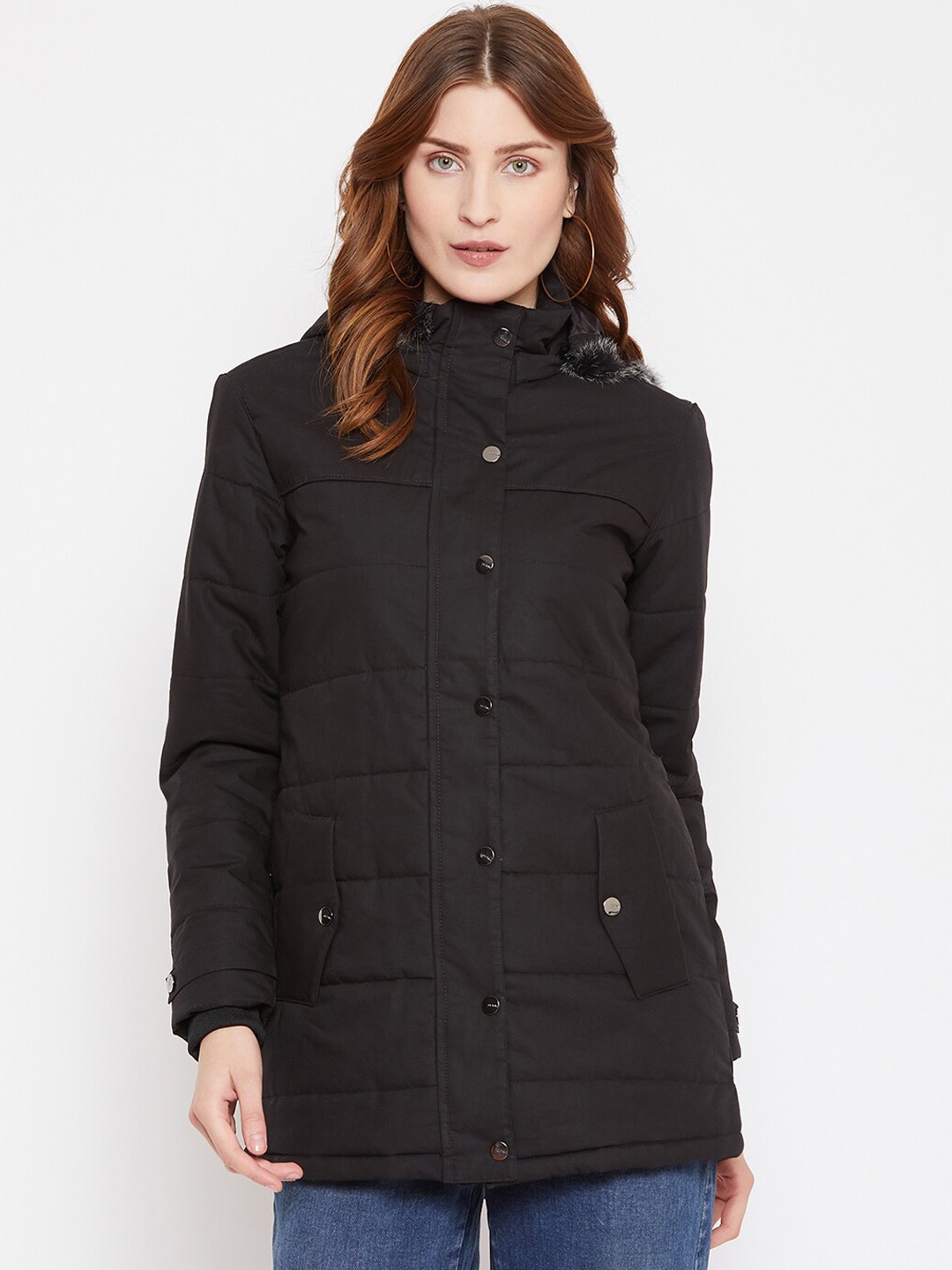 

Octave Women Black Solid Padded Jacket