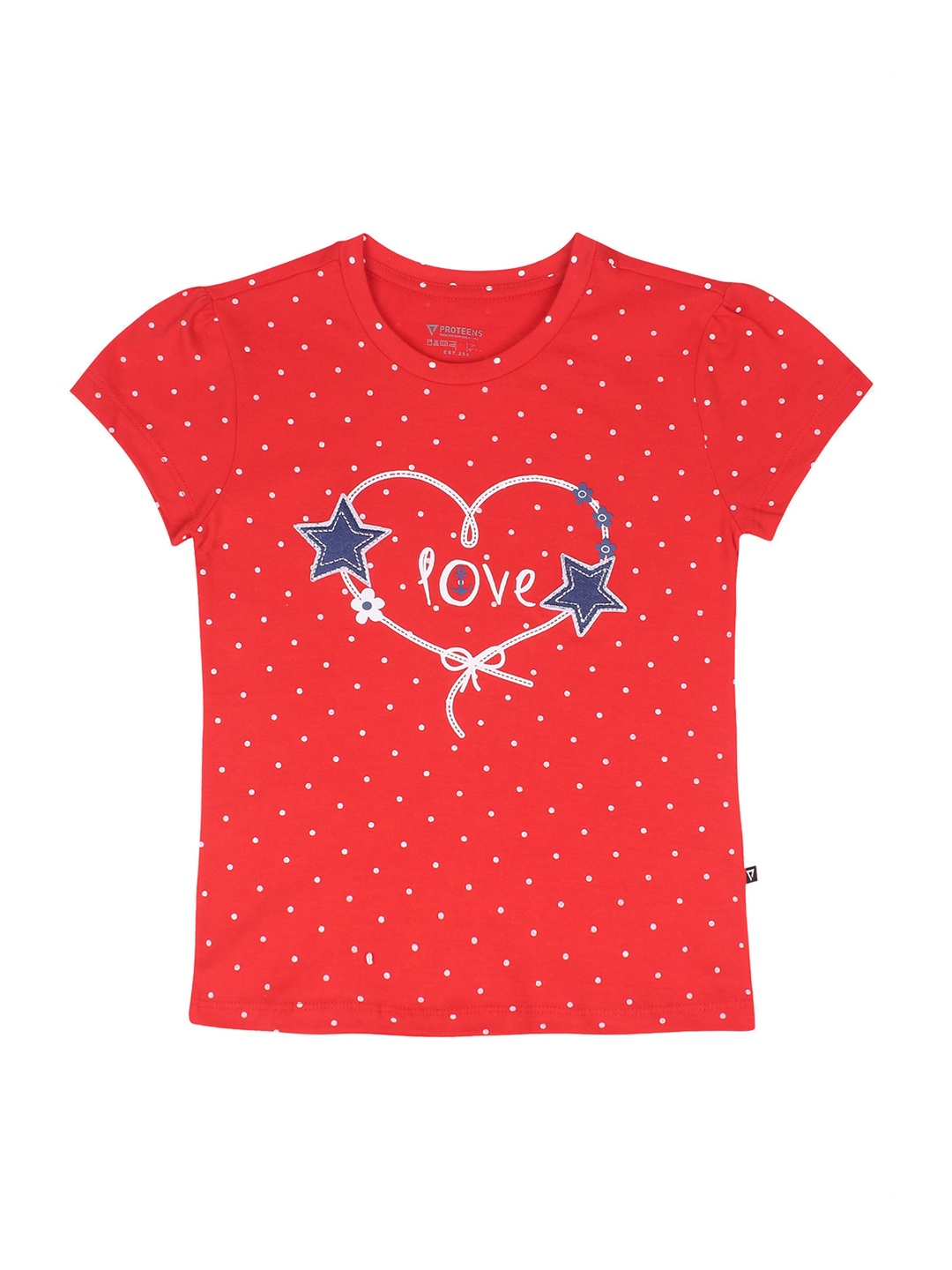 

PROTEENS Girls Red Printed Round Neck T-shirt