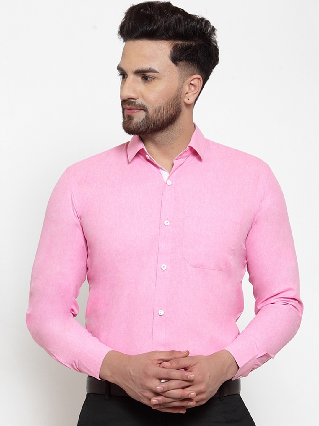 

JAINISH Men Pink Smart Regular Fit Solid Formal Shirt