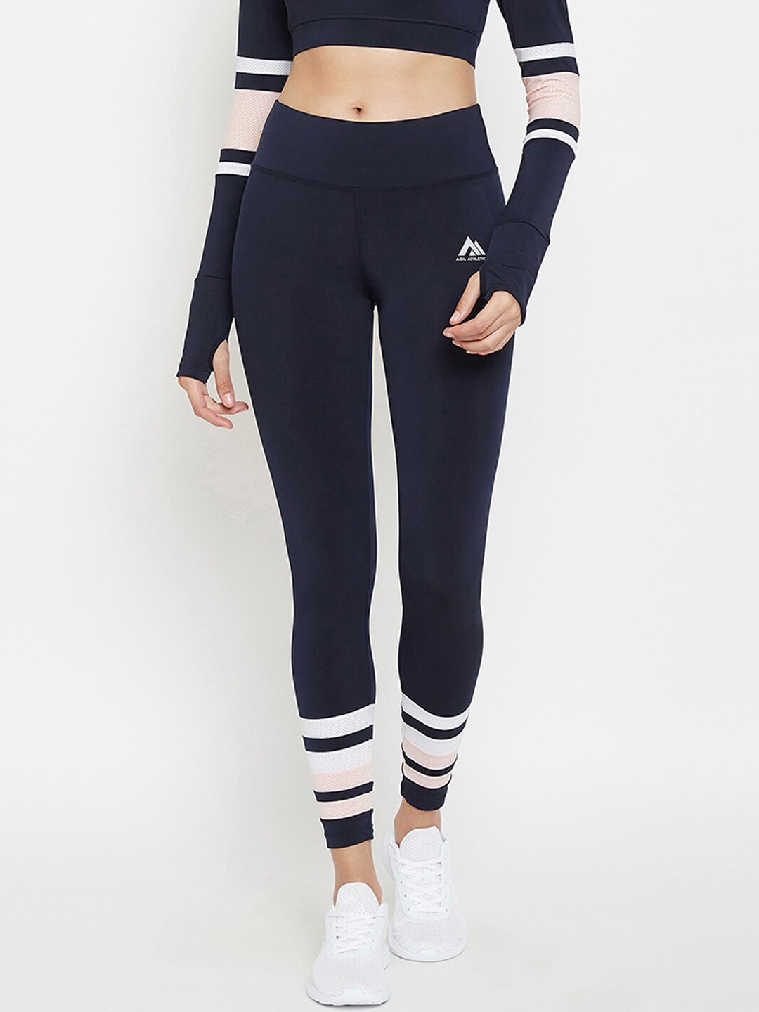 

AGIL ATHLETICA Women Navy Blue Solid Rapid Dry SuperCool Tights