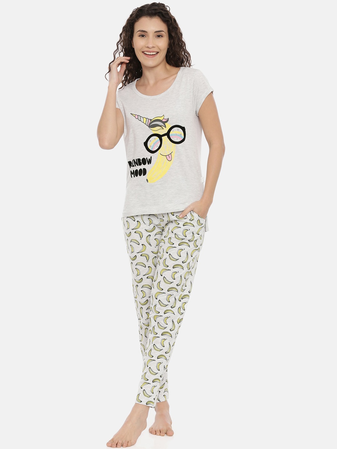 

Snarky Gal Women Grey Printed Night suit
