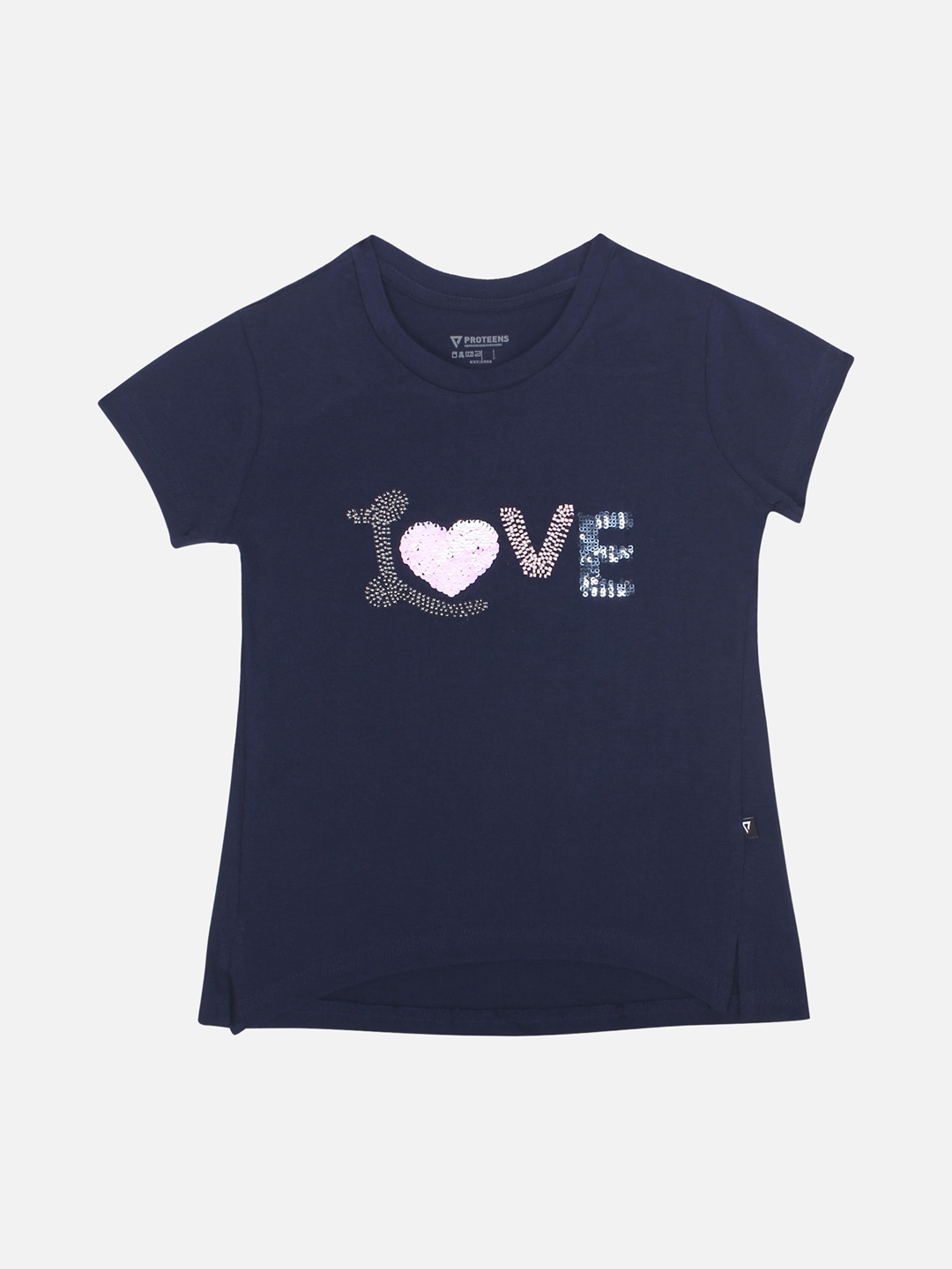 

PROTEENS Girls Navy Blue Printed Round Neck T-shirt