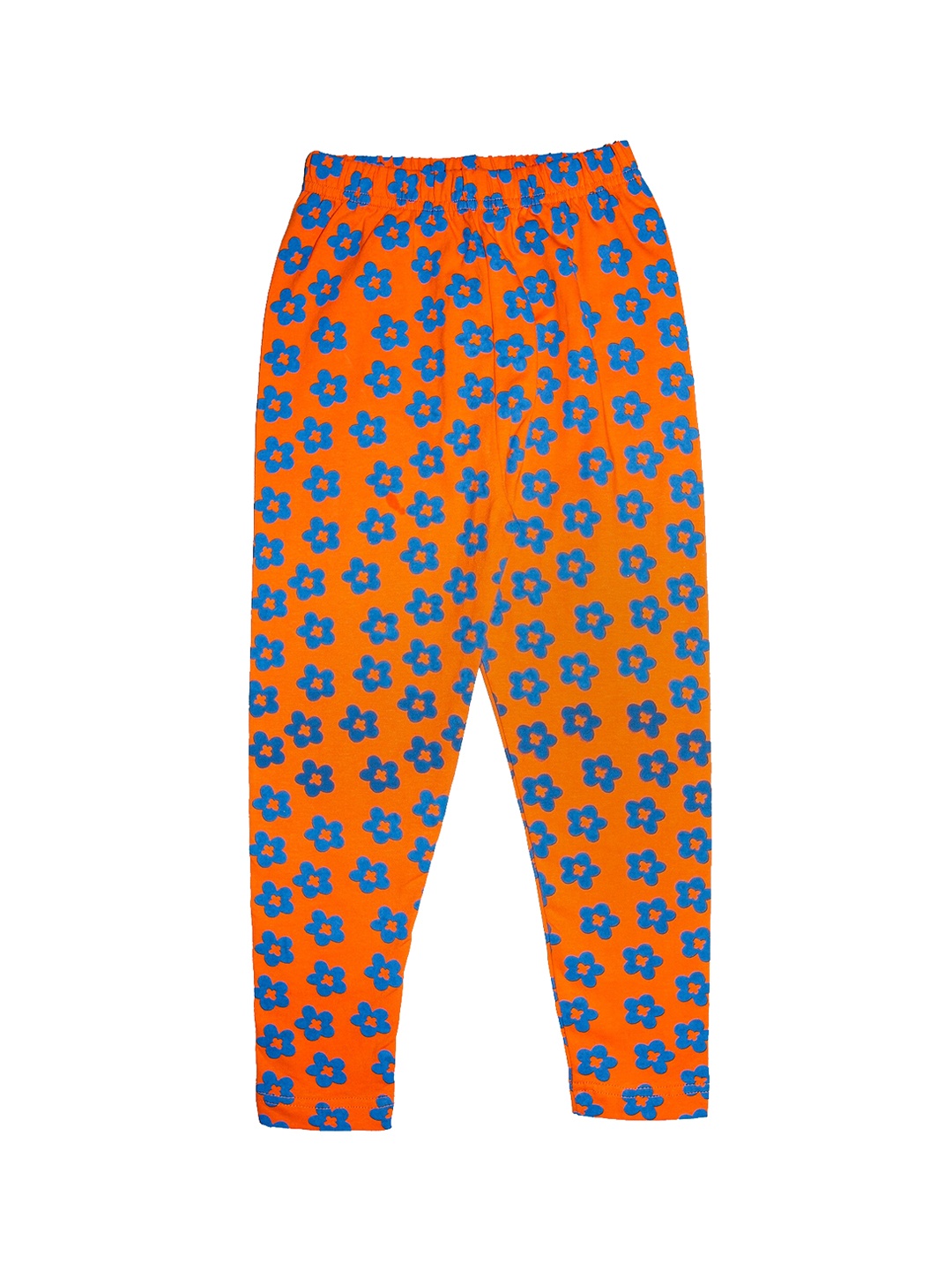 

KiddoPanti Girls Orange & Blue Printed Churidhar Length Leggings