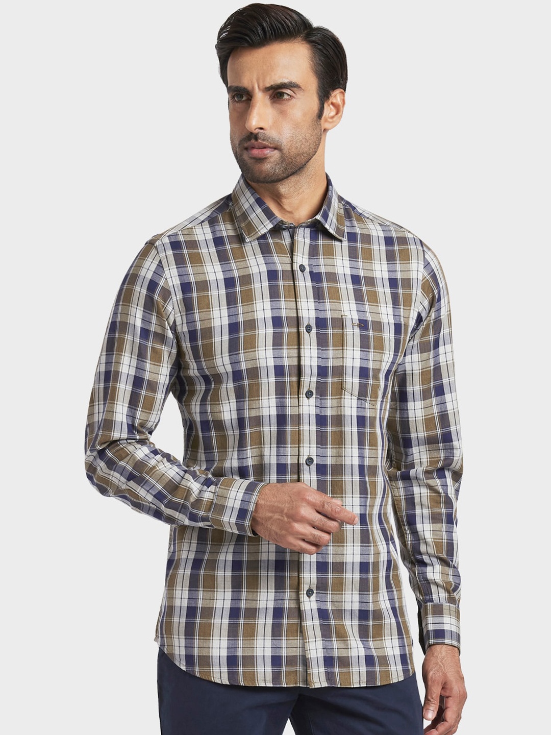 

ColorPlus Men Green Regular Fit Checked Casual Shirt