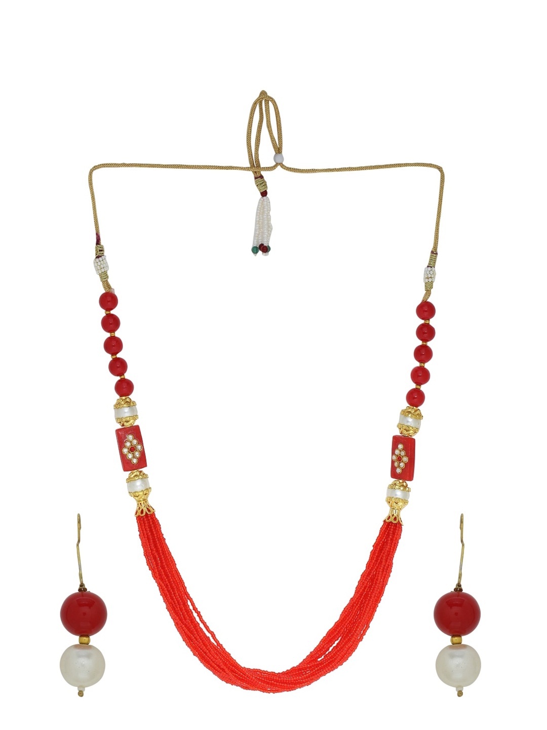 

Silvermerc Designs Gold-Plated & Red Artificial Beads Statement Jewellery Set