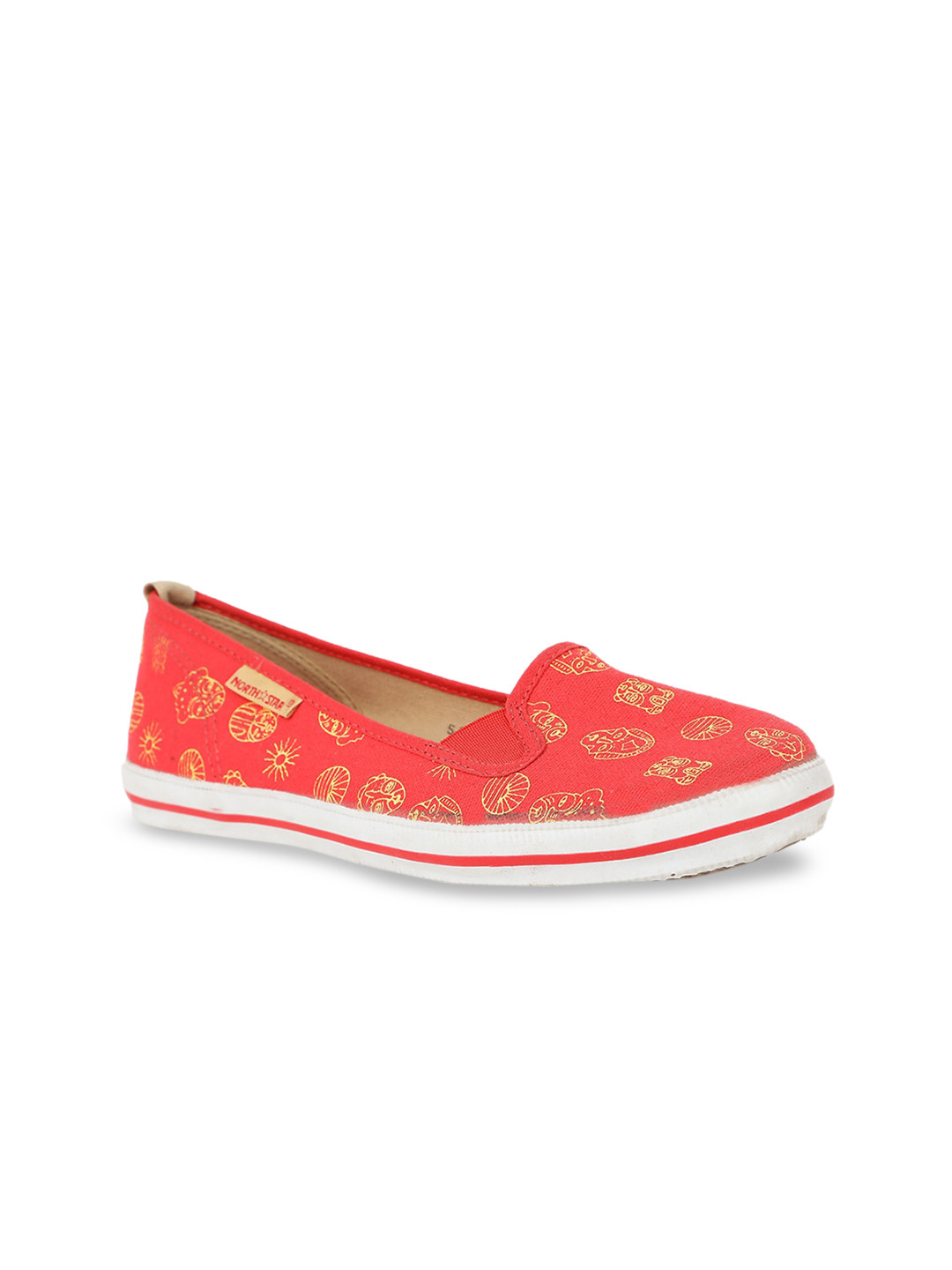 

Bata Women Red Printed Fabric Ballerinas