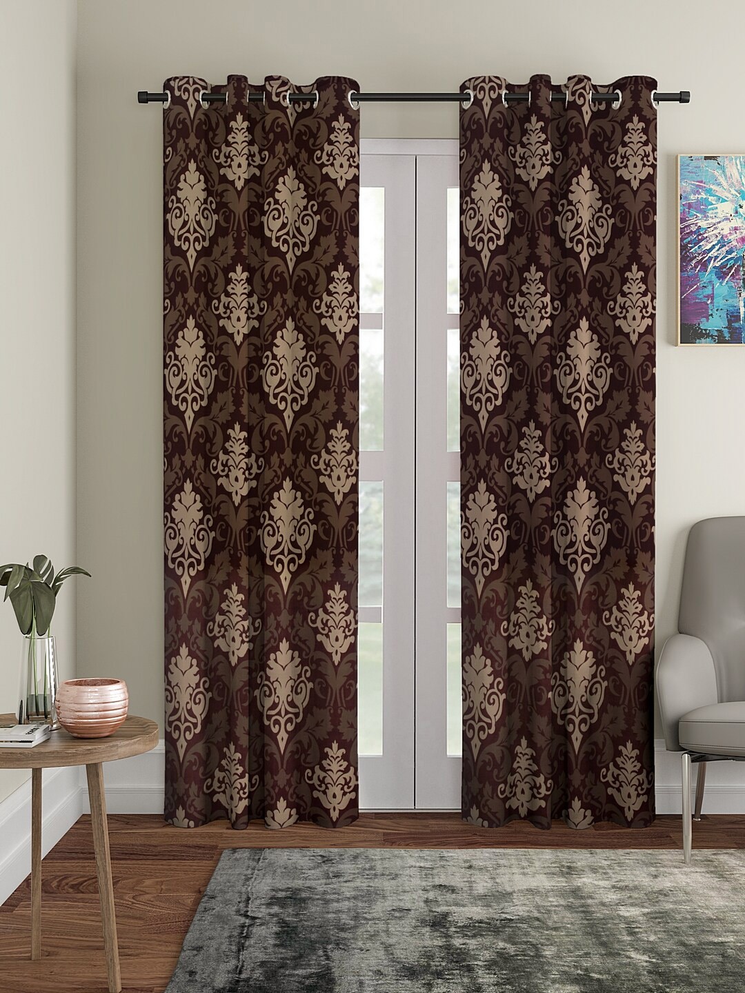 

Cortina Brown & Beige Set of 2 Digital Printed Door Curtains