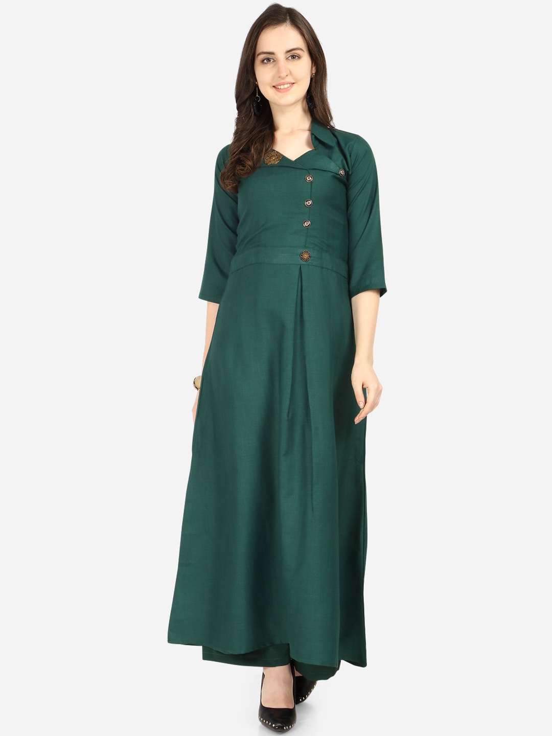 

Florence Women Green Solid Kurta with Palazzos