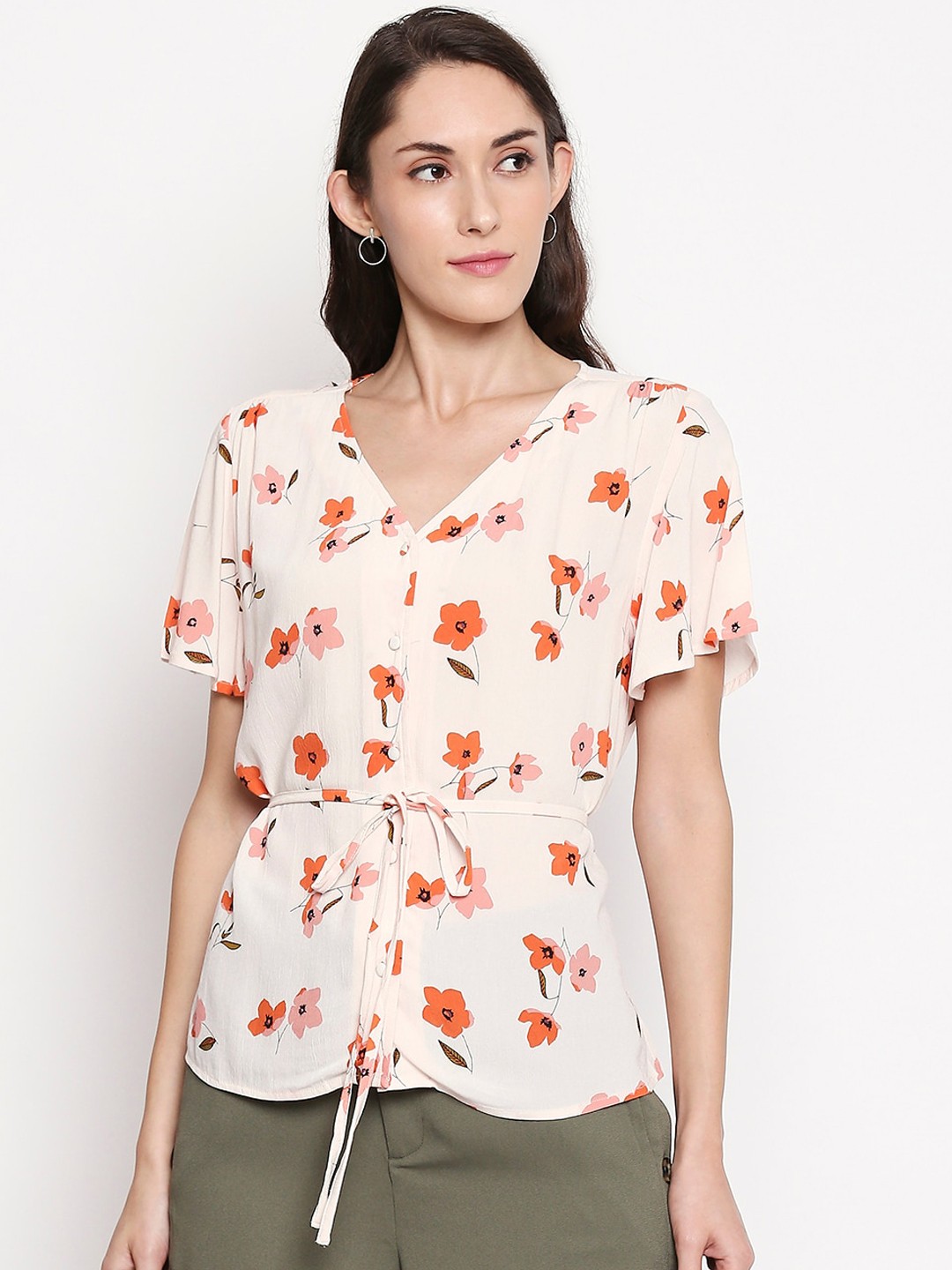 

Honey by Pantaloons Women White Printed Shirt Style Top